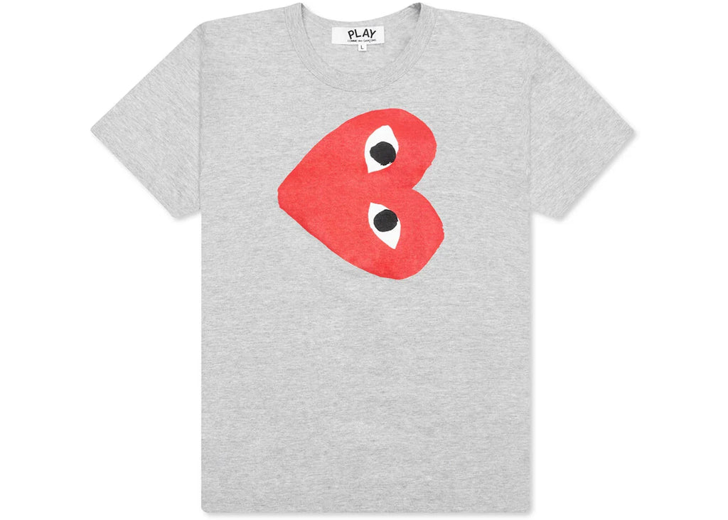 Comme des Garcons Play Women's Red Sideways Heart T-shirt Grey