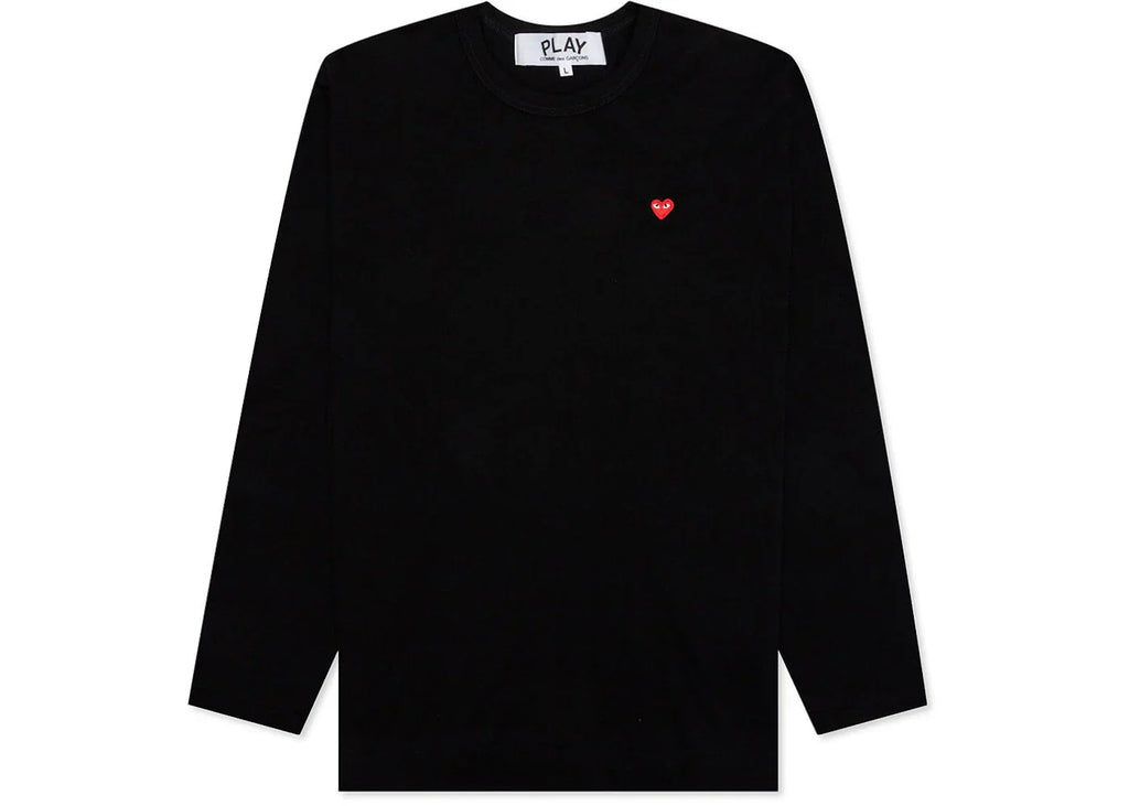 Comme des Garcons Play Women's Small Red Heart L/S T-shirt Black