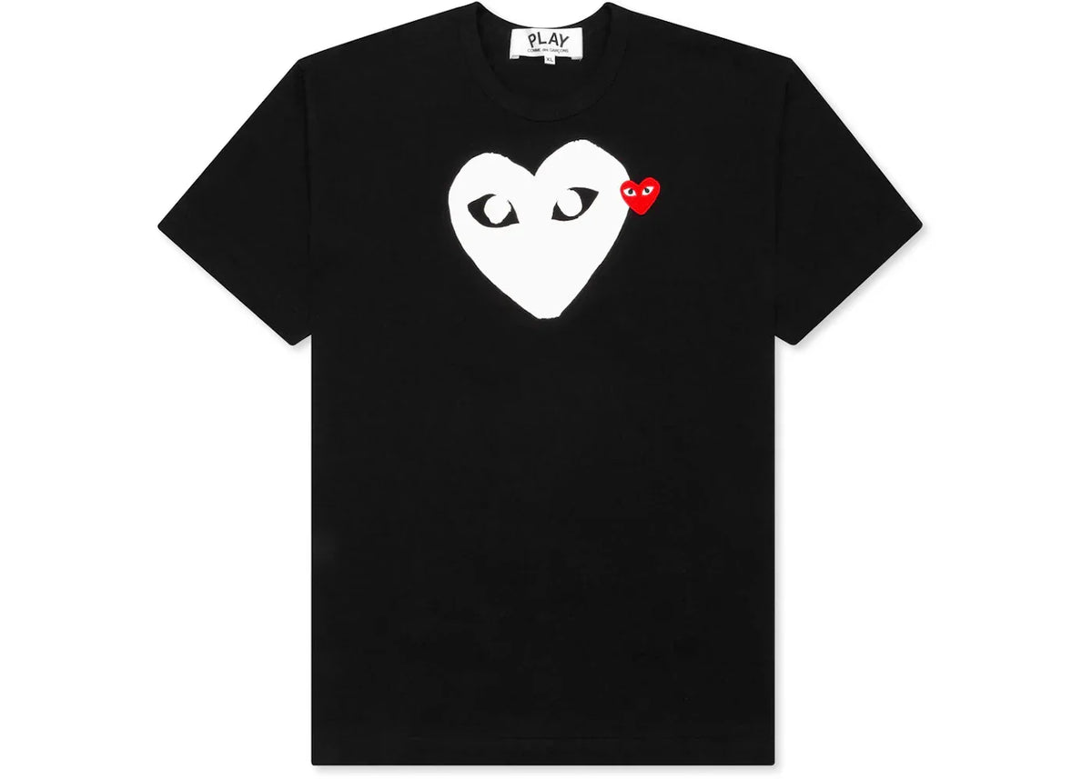 Comme des Garcons Play Women's White Heart Red Emblem T-shirt Black